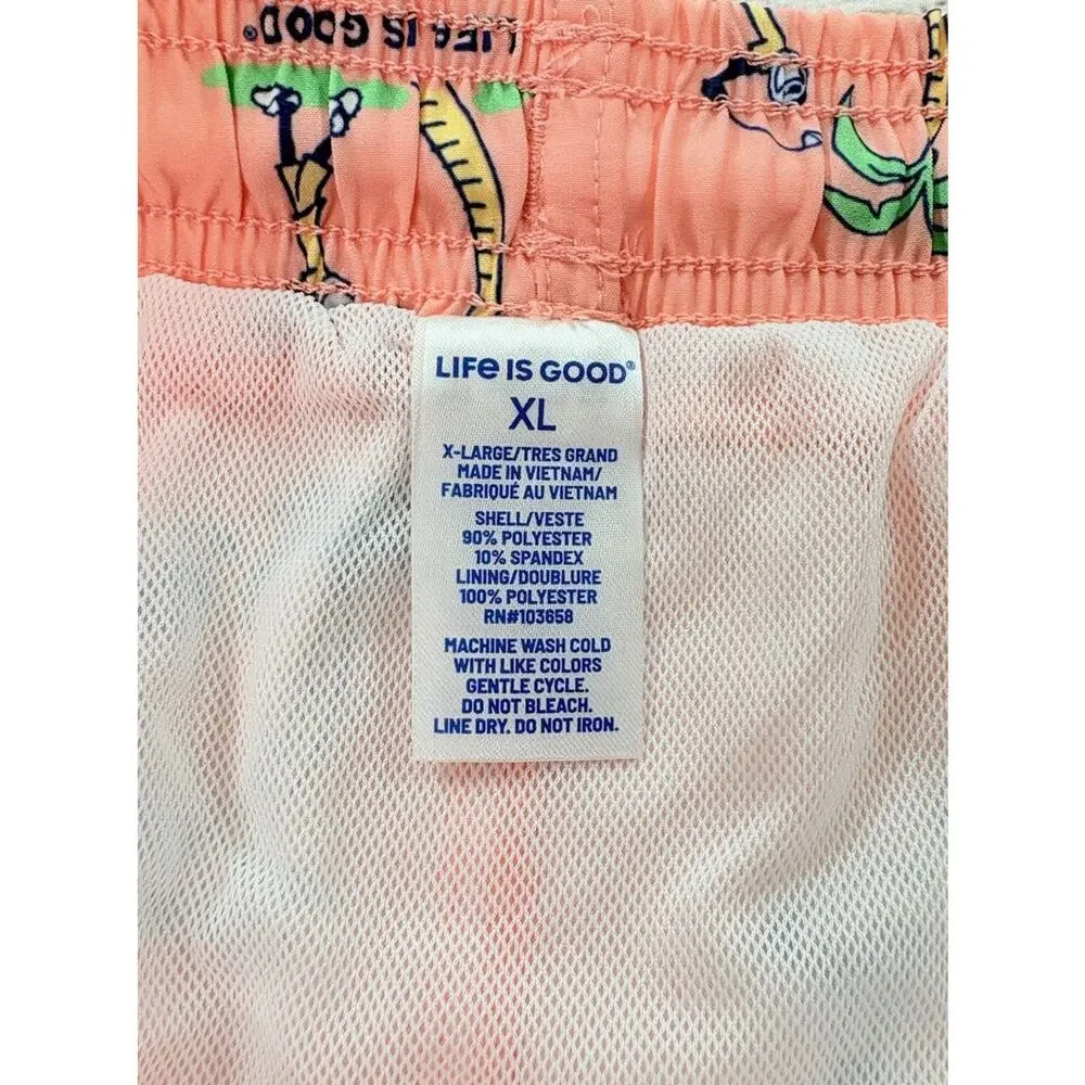 Life is Good Mens Jake Golf Palm Trees Board Shorts Swim Trunks Pink Size XL